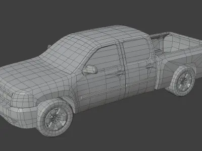 Generic Pickup Truck Car With Interior Lowpoly 3D Model Low-poly 3D model