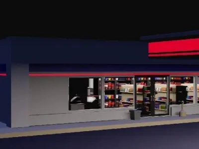 Low-Poly Gas Station model Low-poly 3D model
