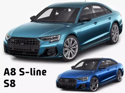 Audi A8-S-line and S8 2022 3D model