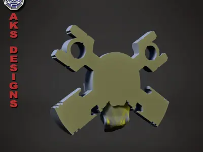 Biker skull v7 Bas relief 3D print model