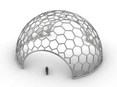 Hexagonal Dome structure Geodesic Like Wireframe Design V3 3D model