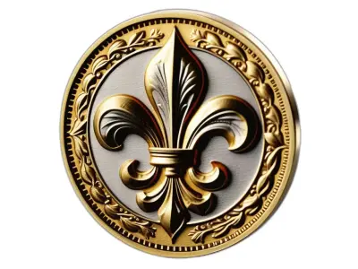 Ornate Golden Fleurdelis Emblem Low-poly 3D model