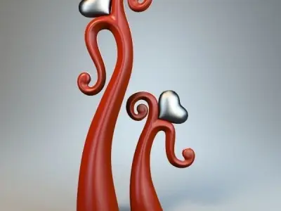 Dancing heart sculpture P 3D print model