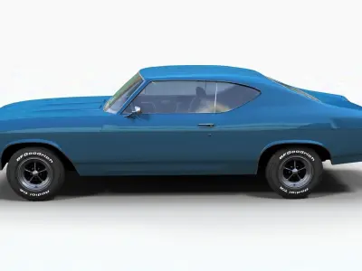 70s american coupe Low-poly 3D model