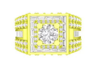 A7701 Korean Style Baguette Diamond Men Ring 3D Print 3D print model