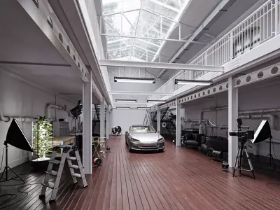 Hangar Building with STUDIO SET Low-poly 3D model