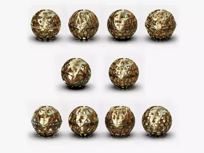 10 Spherical charm beads 3D print model