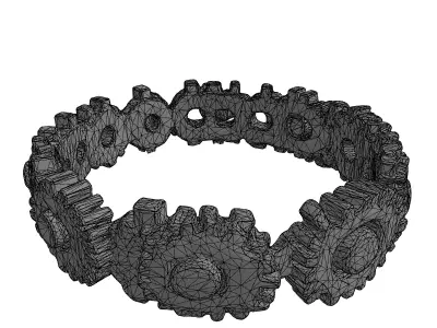 Aged Golden Gear Chain Ring Low-poly 3D model