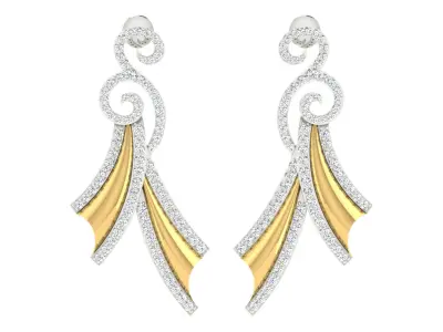 Women Drop Earrings 3dm STL OBJ FBX Renders Details 3D print model 2