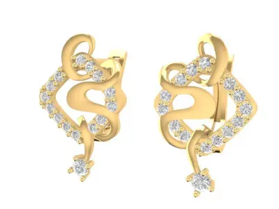 Luxury Snake Earrings with Diamond and Gemstone Accents 1144 3D print model