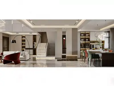 Modern Light Luxury Style Living Room 3D model