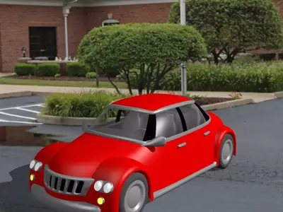 A Red Toon Car  Low-poly 3D model