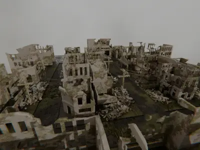 Abandoned City Full Package Low-poly 3D model