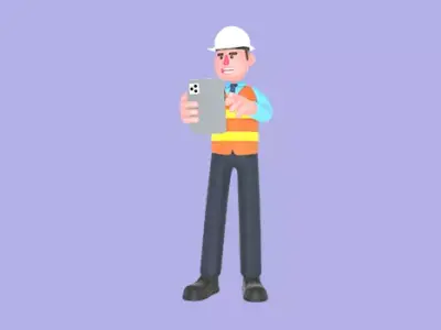 Stylized 3D Male Architect Character - Tablet Operation Pose 3D model