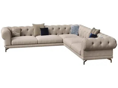 Luxury Chesterfield Corner Sofa Set  3D model