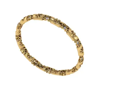 bracelet gold ring with diamonds 3D print model