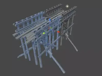 Wooden Bridge Low-poly 3D model get