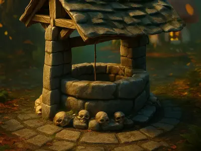 Cursed Stone Well  Stylized Fantasy Prop Low-poly 3D model