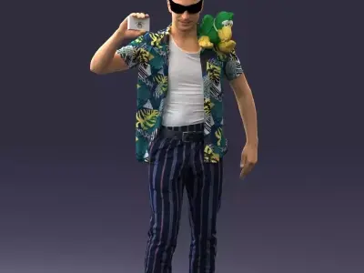 000304 Detective with Parrot 1101 3dp 3D print model