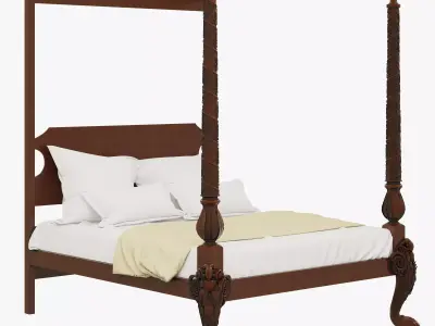 Irish Mahogany Four Poster Tester Bed Circa 1760 3D model