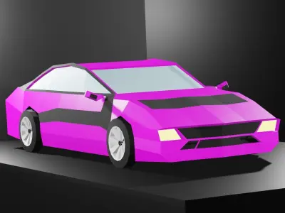 Lowpoly Sport Car - Neon Pink Low-poly 3D model