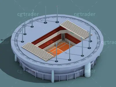 Low Poly Stadium Set Isometric Icon Low-poly 3D model
