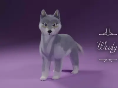 Cartoon Wolf Rigged 3D model