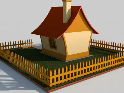 Cartoon House Low-poly 3D model