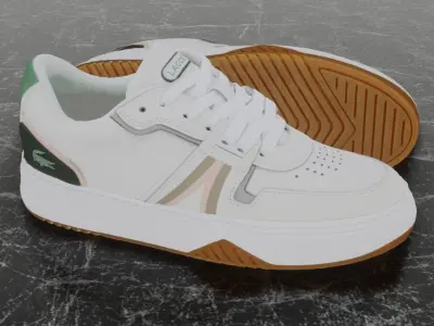 LACOSTE 3D SHOES - WHITE - BROWN Low-poly 3D model
