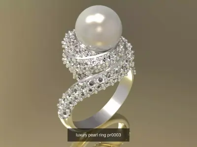 Regal Pearl Dome Luxury Pearl Ring Collection 3D Model Pack