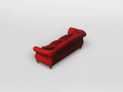 Classic Red Tufted Sofa 3D Model 3D model