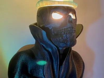 Wall Lamp Skull with cloak  collar with top hat  open eyes 3D print model