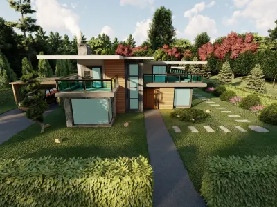 3D Villa With Garden 2 3D model