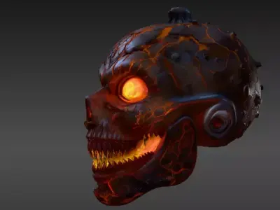 Lava Fire Horror Face Pumpkin Halloween 3D Model  3D model