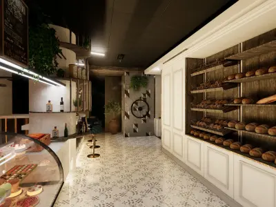 Pattisserie Interior and Outdoor 3D Model 3D model