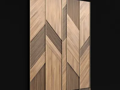Wooden panels with planks 3D model