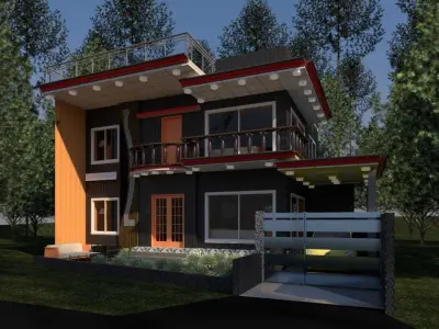 3D modelling house design in kerala 3D model