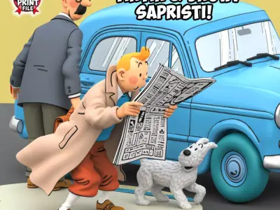 TINTIN and Snowy Sapristi Classic Street 3D print ready Diorama 3D print model