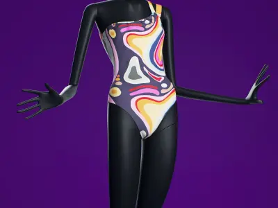 Woman Swimsuit VS One Shoulder One-piece 3D model