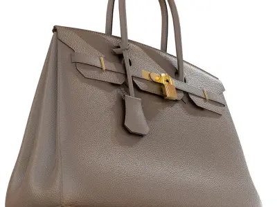 Hermes Birkin Bag Gray Leather Low-poly 3D model