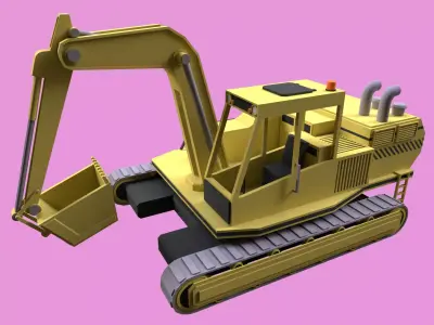 Lowpoly Excavator Low-poly 3D model