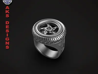  Ring biker jewelry tyre version 1 3D print model