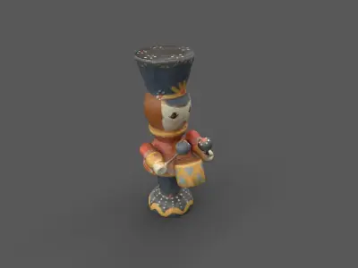 Vintage Wood Christmas Toy Soldier Low-poly 3D model