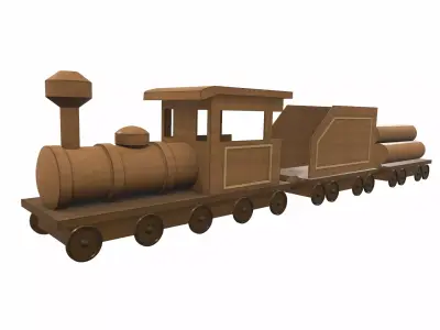 Wooden train toy 5 Free 3D model