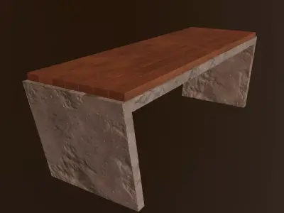 Bench with concrete base  Free low-poly 3D model