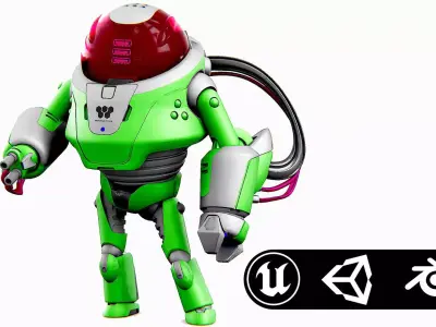 MINERAL PICKER BOT Rigged for Unreal Engine - Unity - MIXAMO 3D model
