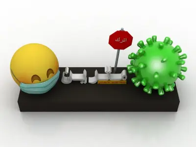 Coronavirus awareness and protection Low-poly 3D model
