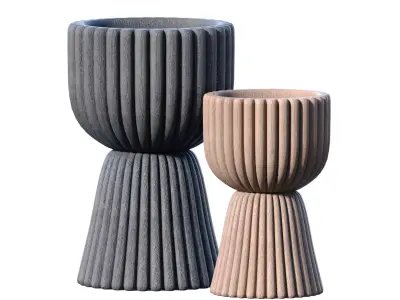 Decorative Relief Garden Floor High Vase for home decoration 3D model