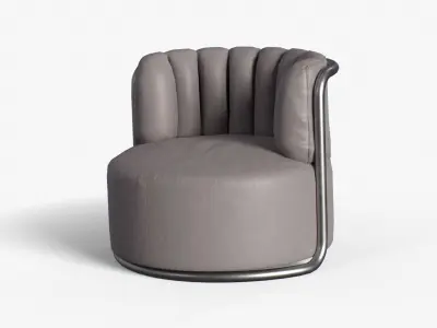 MONTI Arm Chair white leather Low-poly 3D model