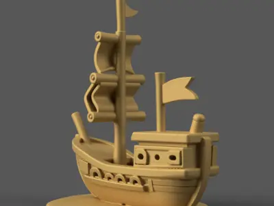 Adorable 3D Pirate Ship STL for Desk Decor Gifts 3D print model